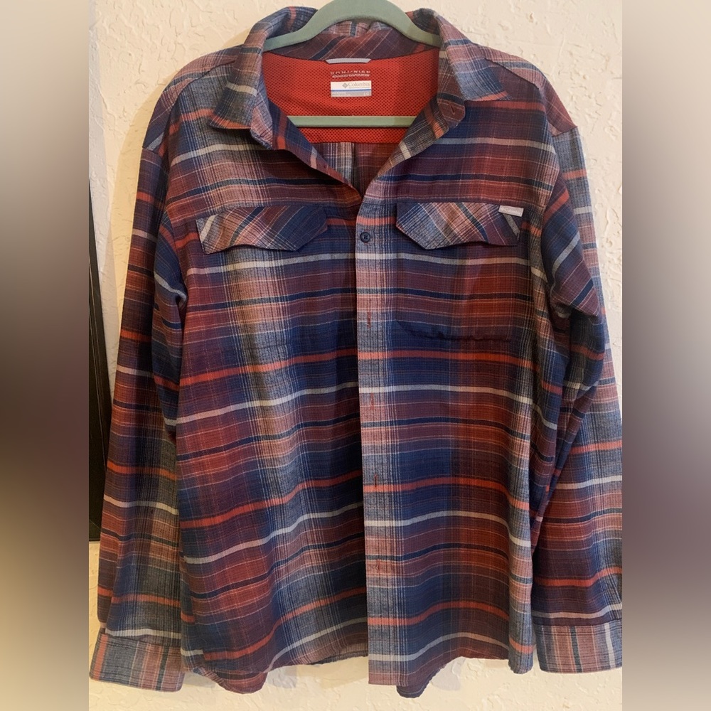 SOLD - Columbia Shirt Flannel Men's L Omni-Wick Plaid Lumberjack multicolor copy